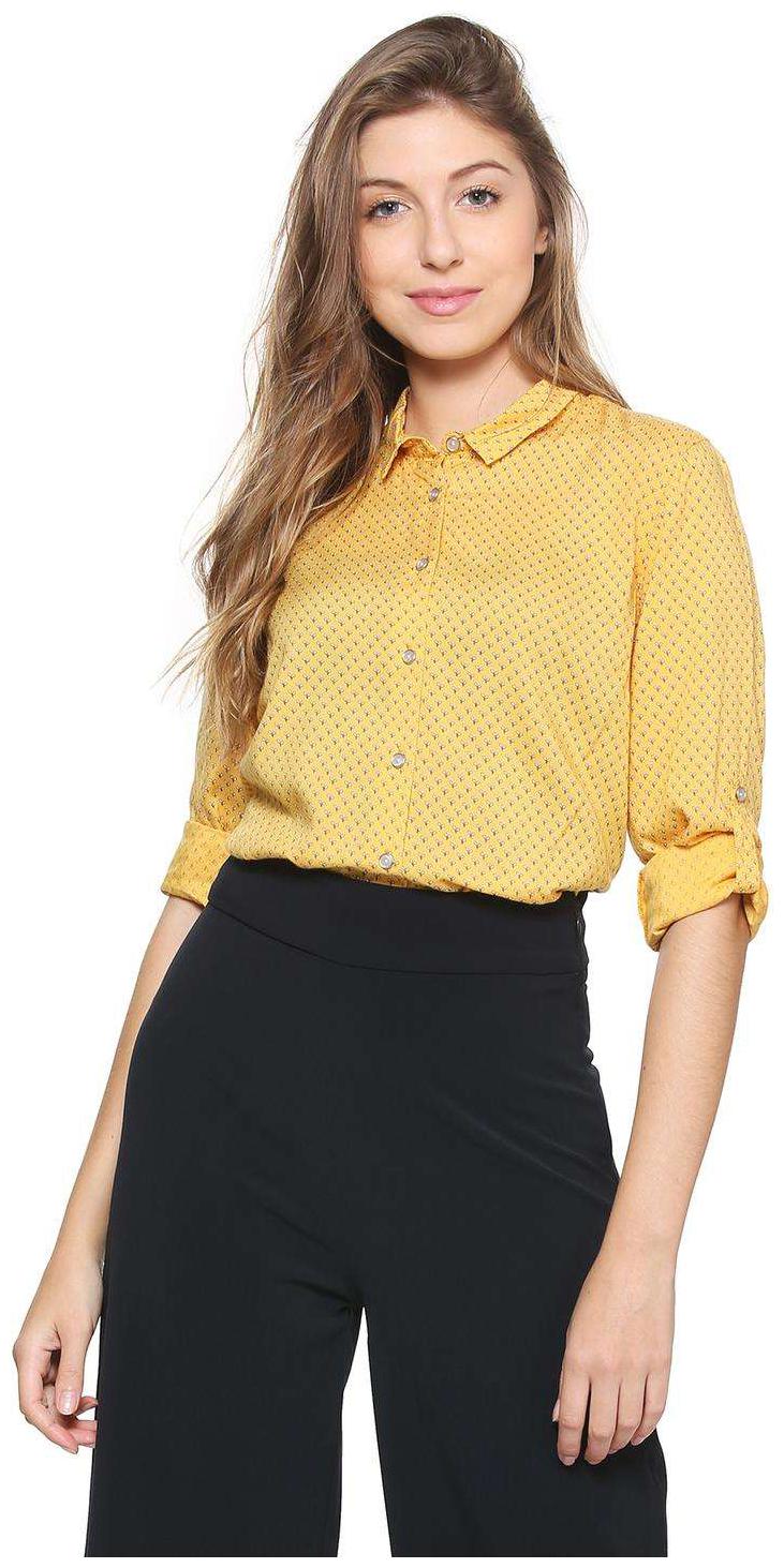 

Allen Solly Women Yellow Printed Regular Fit Shirt