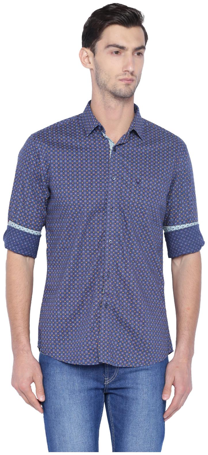 

Allen Solly Men Blue Polka Dots Slim Fit Casual Shirt