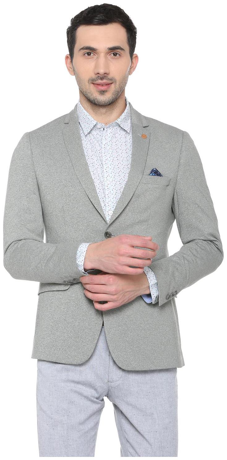 

Allen Solly Men Grey Textured Slim fit Single Breasted Blazer