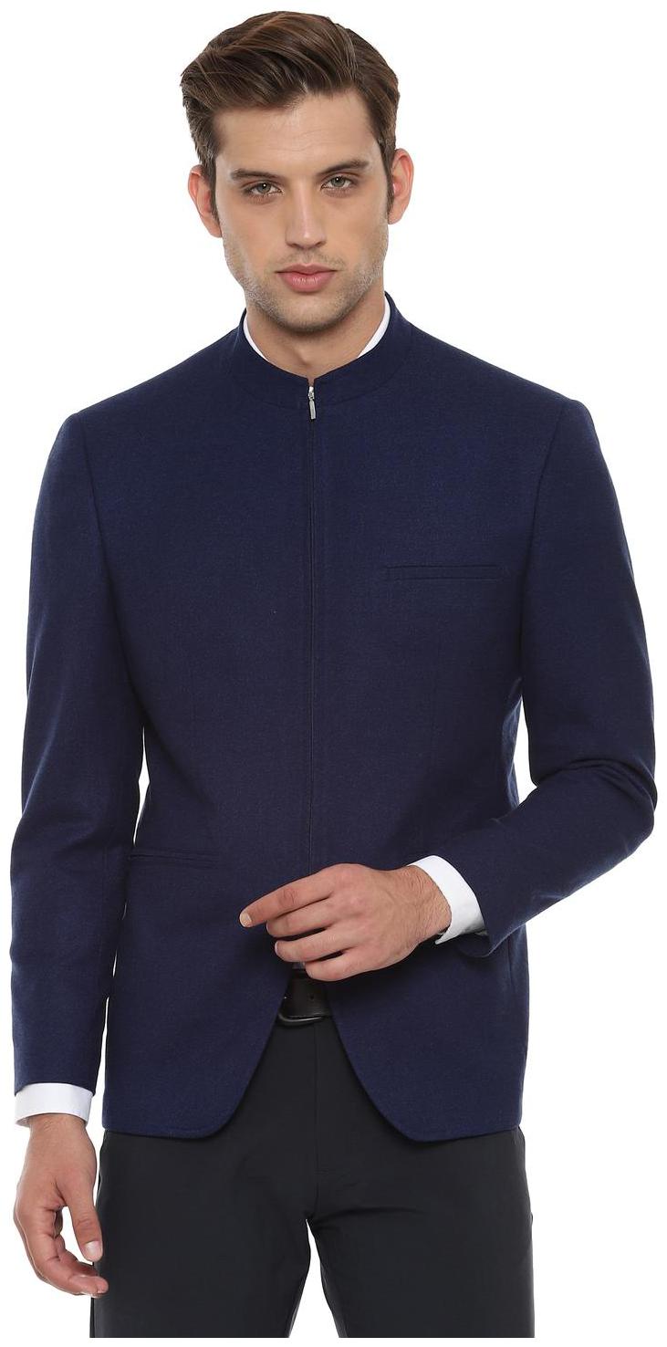 

Allen Solly Men Blue Textured Slim fit Single Breasted Blazer