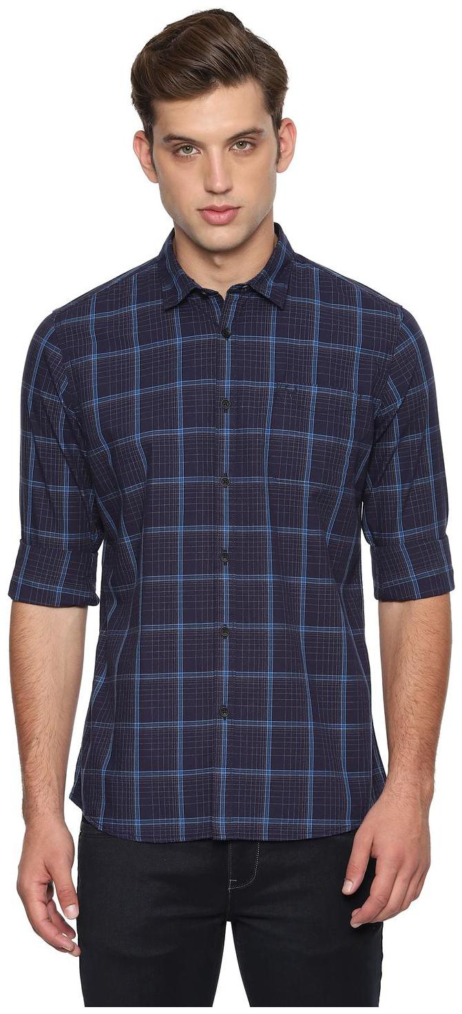 

Allen Solly Men Blue Checked Regular Fit Casual Shirt