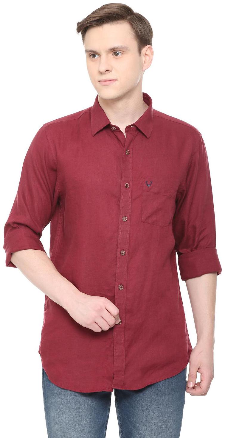 

Allen Solly Men Maroon Solid Slim Fit Casual Shirt