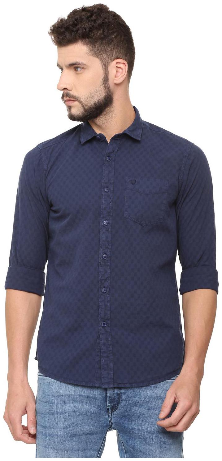 

Allen Solly Men Blue Weaved Regular Fit Casual Shirt