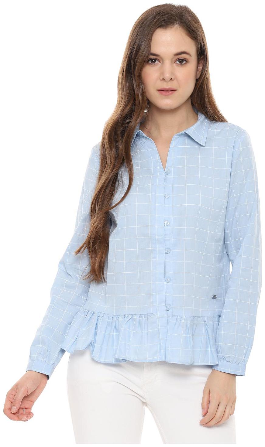 

Allen Solly Women Blue Checked Regular Fit Shirt