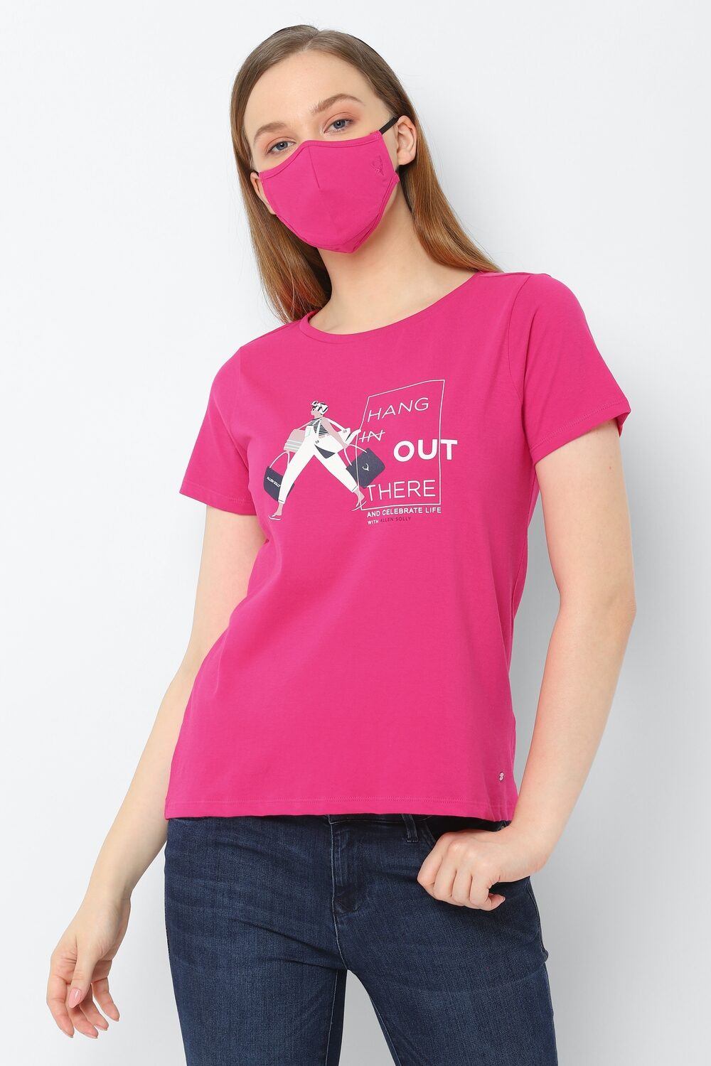 

Allen Solly Women Pink Regular fit Round neck Cotton T shirt