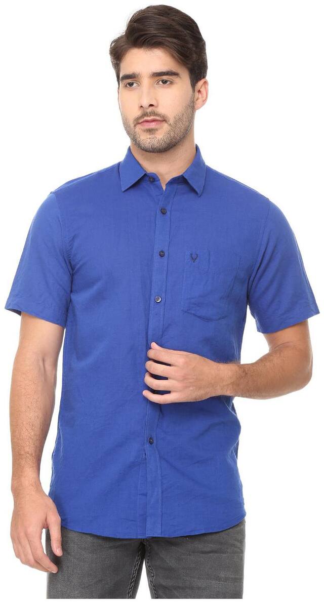 Allen Solly Men Blue Solid Slim Fit Casual Shirt