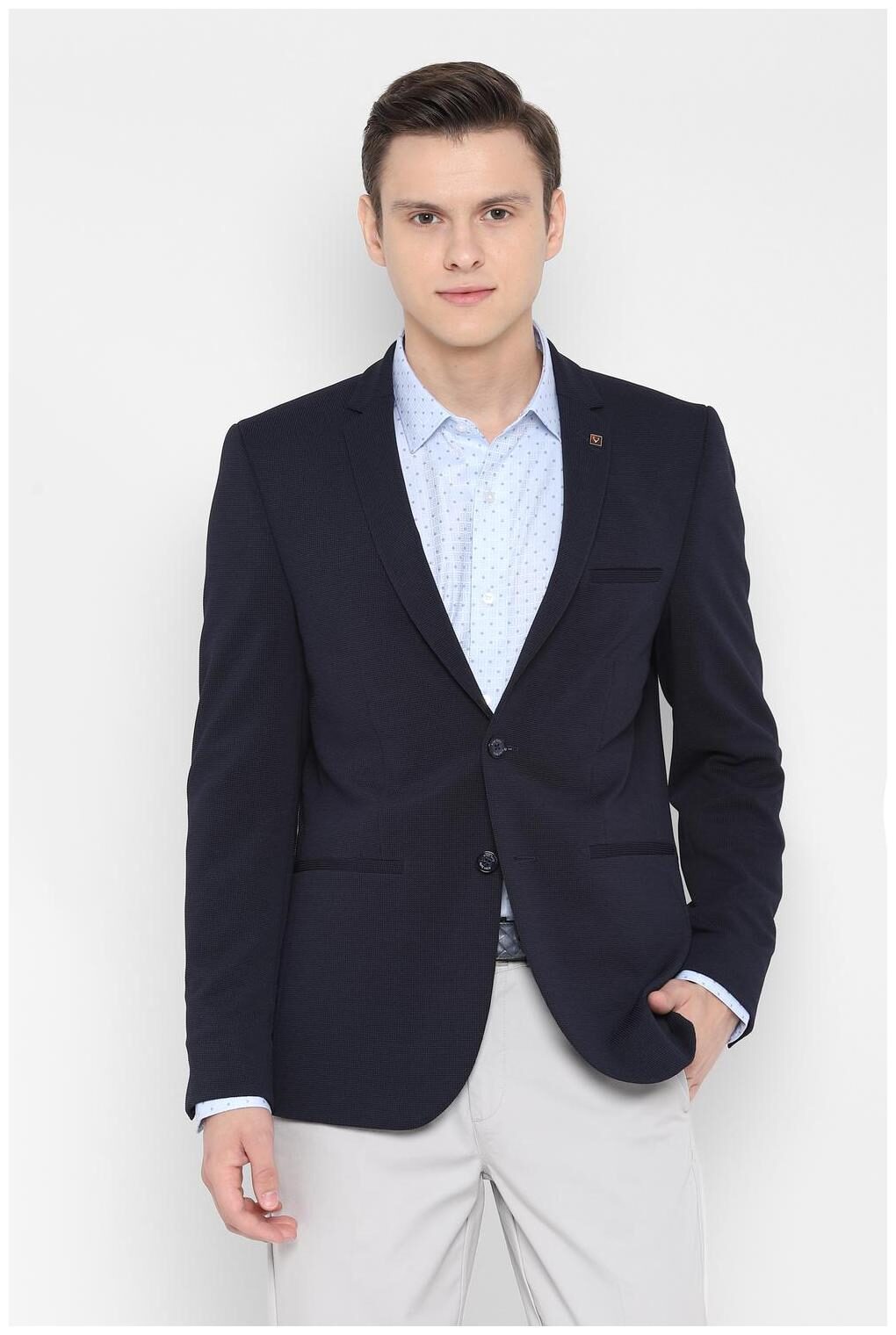 

Allen Solly Men Blue Textured Slim fit Single Breasted Blazer