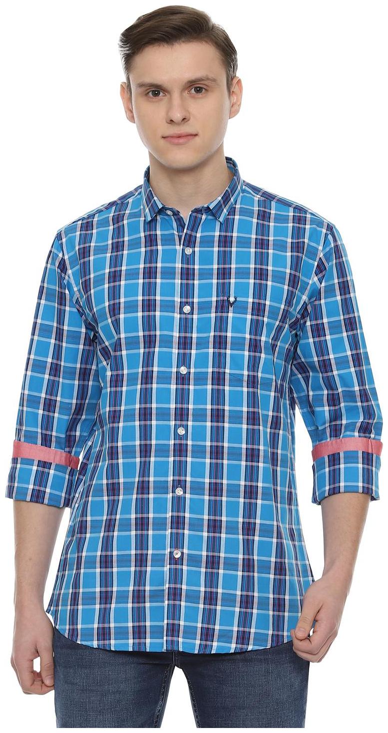 

Allen Solly Men Blue Checked Slim Fit Casual Shirt