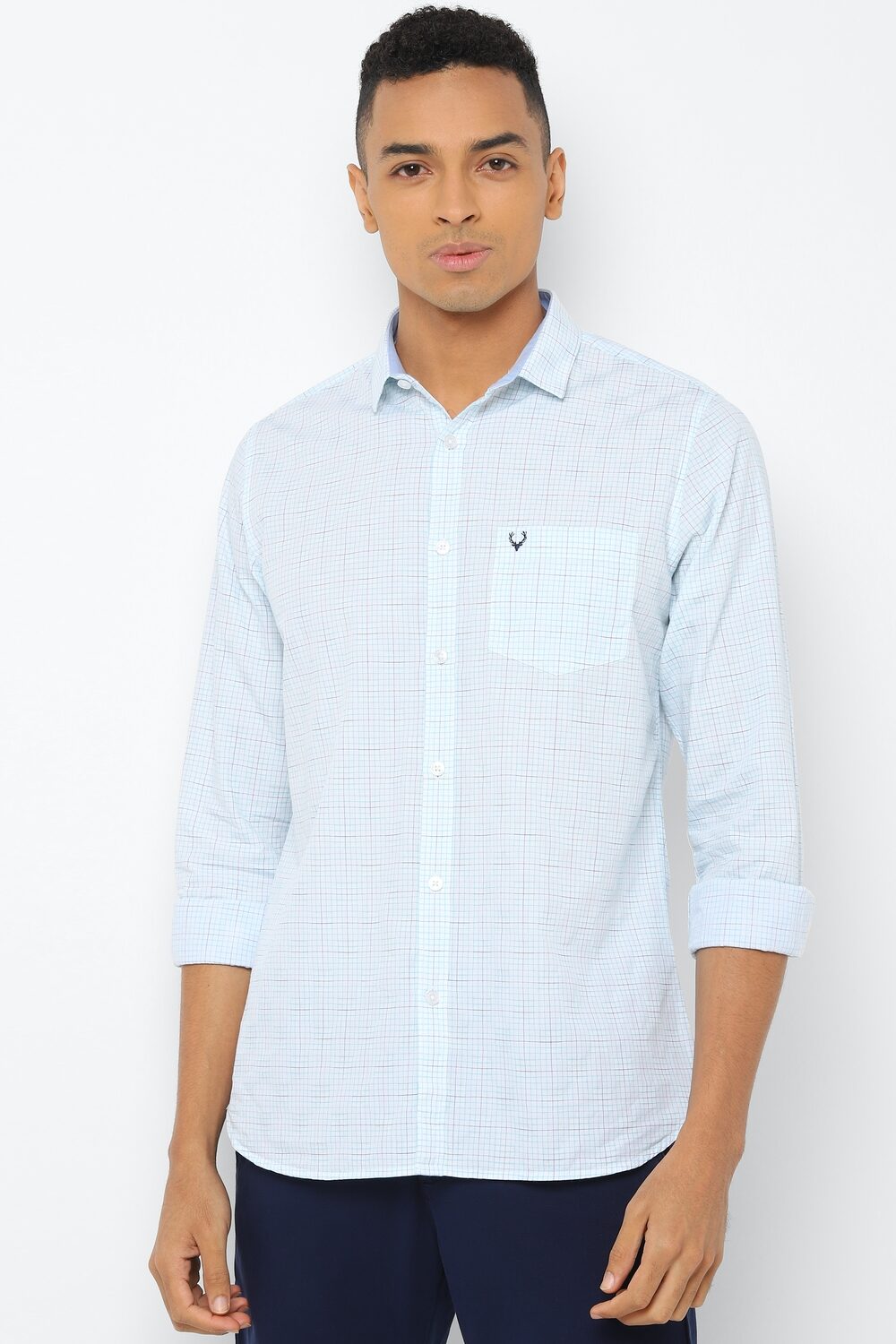 

Allen Solly Men Blue Checked Slim Fit Casual Shirt