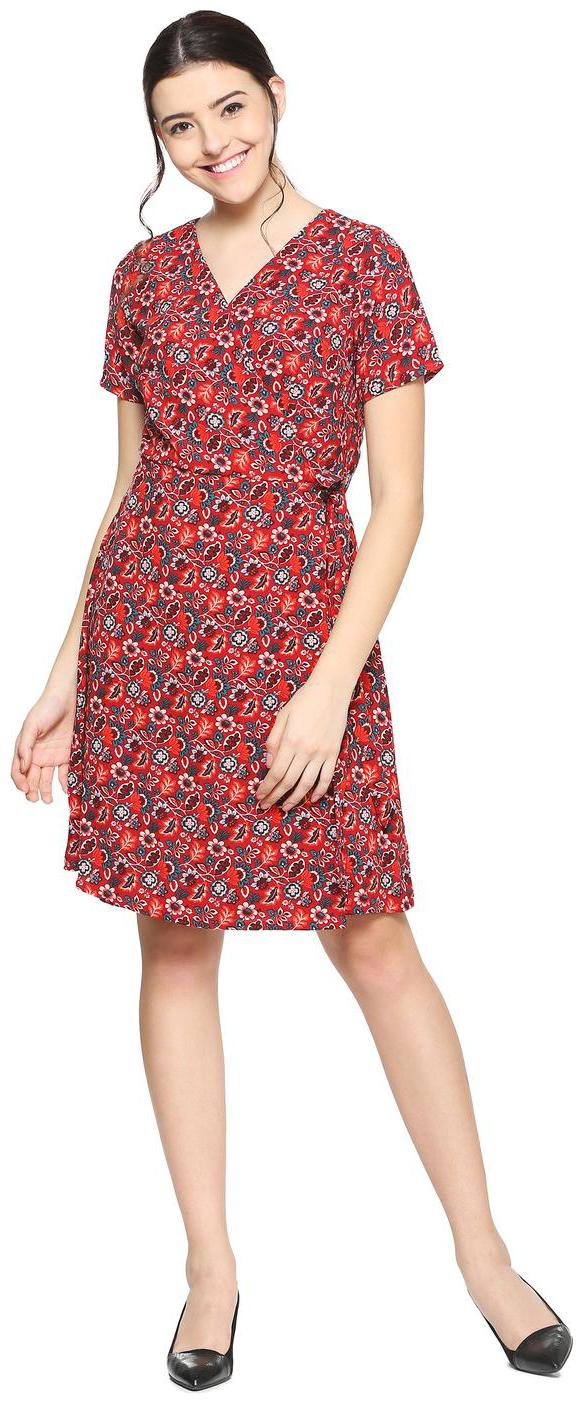 

Allen Solly Maroon Geometric A-line dress