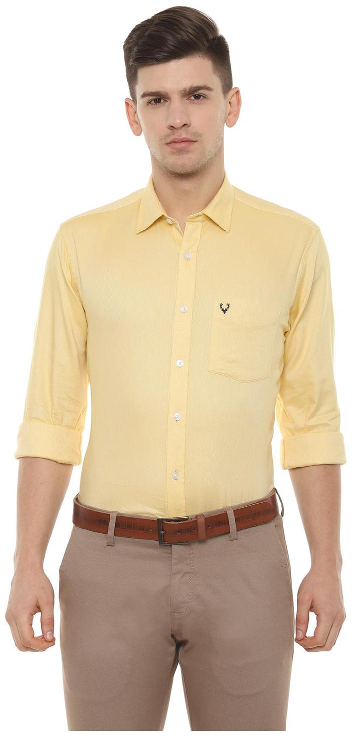 

Allen Solly Men Yellow Weaved Slim Fit Casual Shirt
