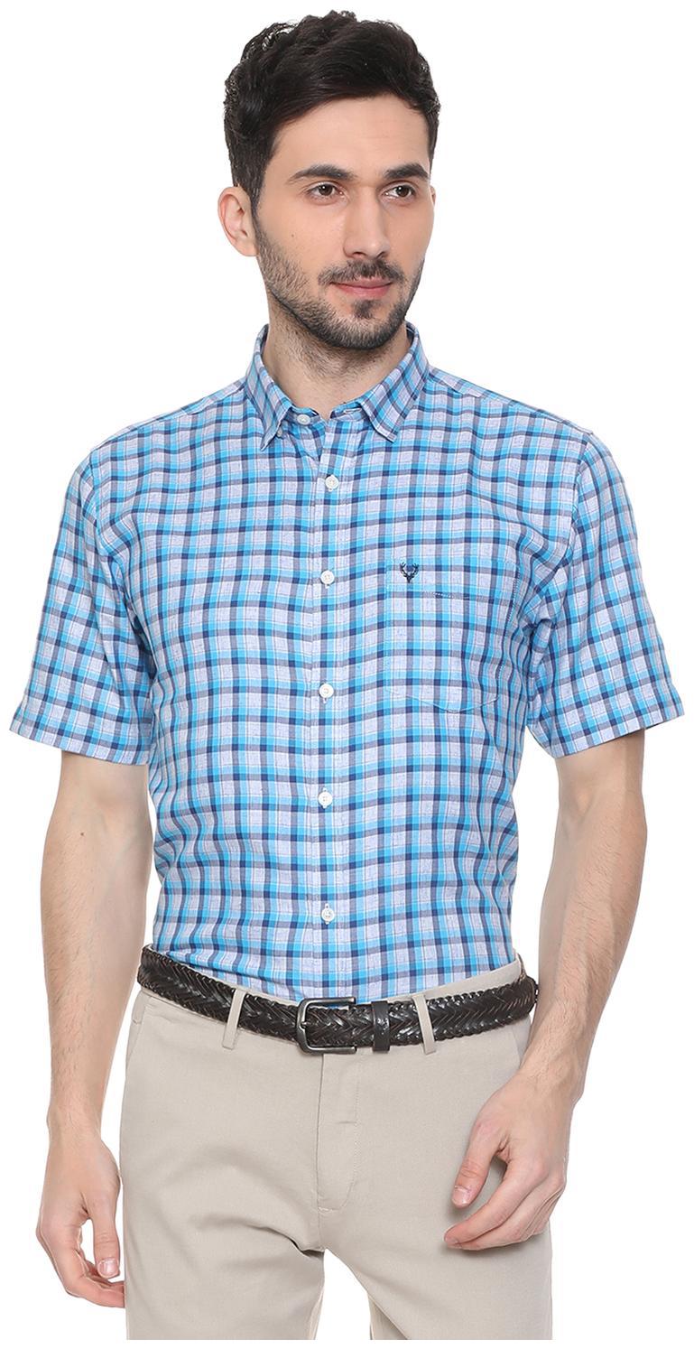 

Allen Solly Men Blue Checked Regular Fit Casual Shirt