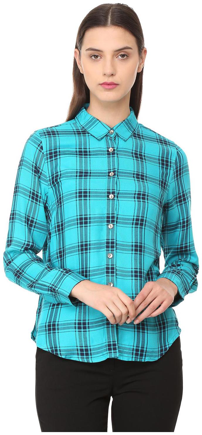 

Allen Solly Women Blue Checked Regular Fit Shirt