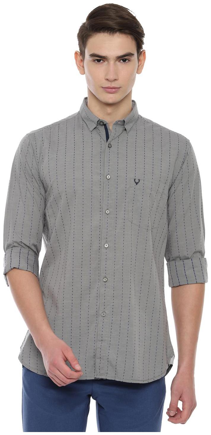 

Allen Solly Men Grey Vertical Stripes Slim Fit Casual Shirt