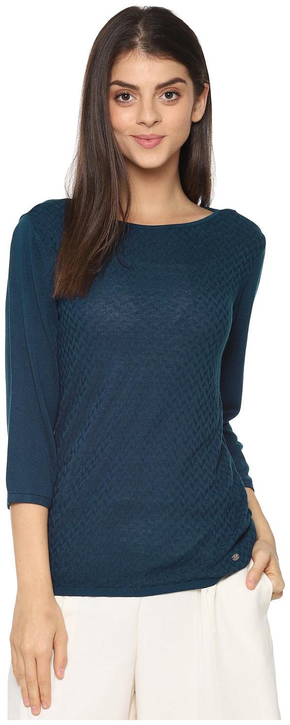 

Allen Solly Women Self design Regular top - Blue