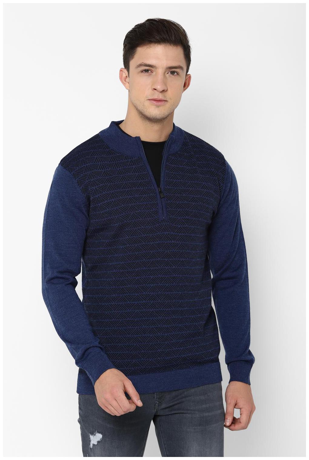 

Allen Solly Men Blended Front-Open Sweater Blue