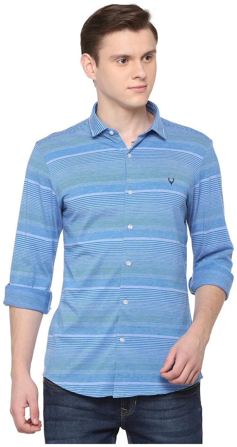 

Allen Solly Men Blue Horizontal Stripes Slim Fit Casual Shirt
