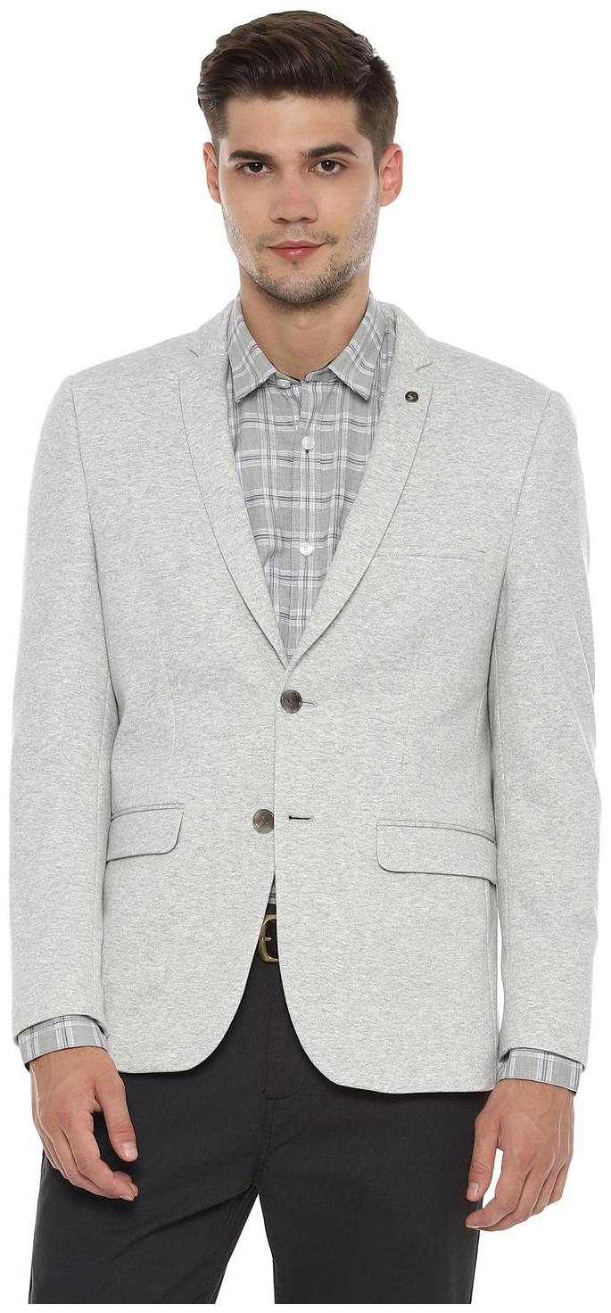 

Allen Solly Men Grey Textured Slim fit Single Breasted Blazer