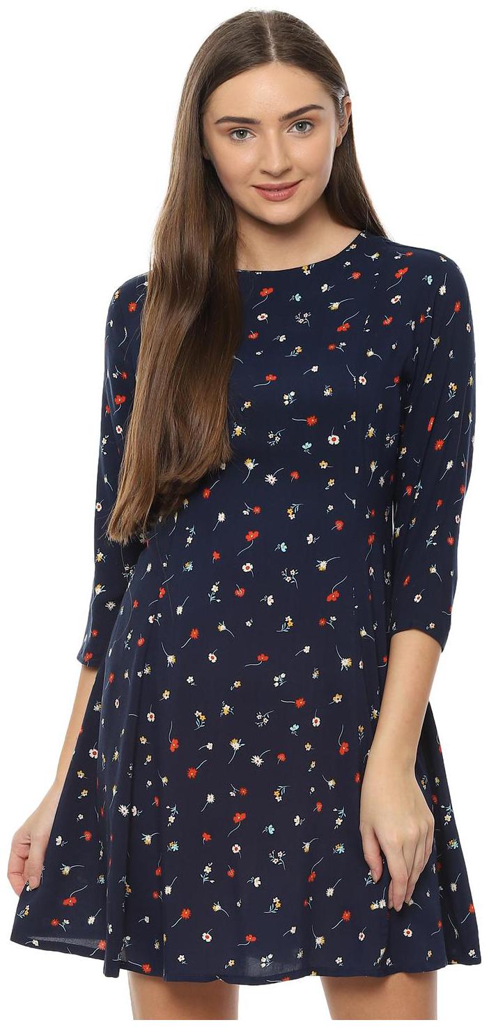 

Allen Solly Blue Printed Fit flare dress