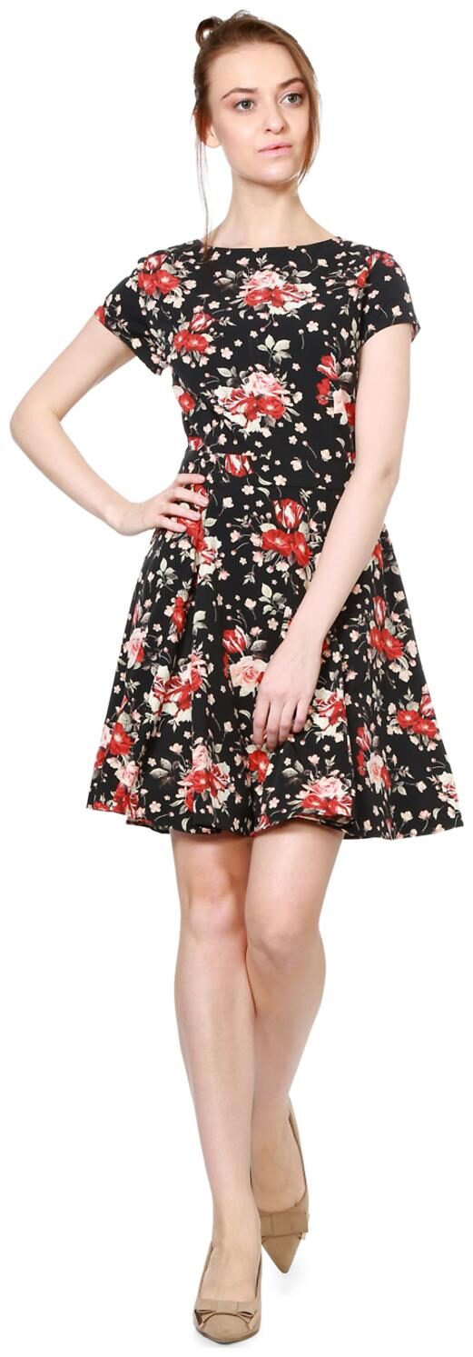 

Allen Solly Black Printed A-line dress