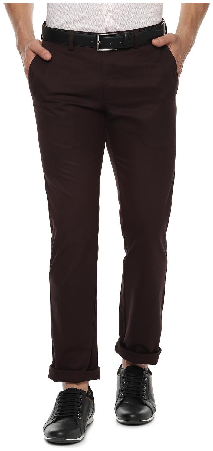 

Allen Solly Men Maroon Solid Regular fit Regular trousers