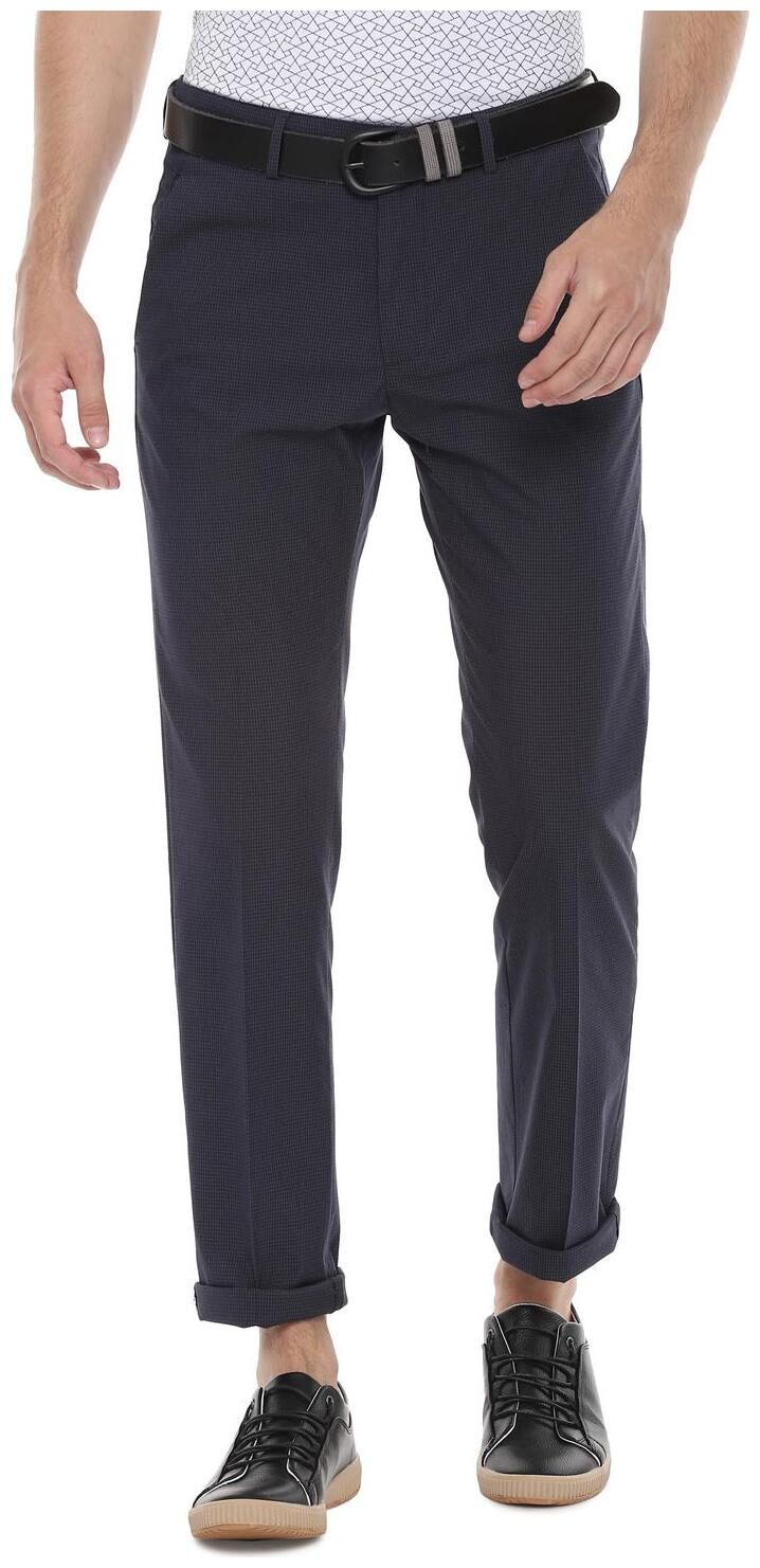 

Allen Solly Men Blue Checked Regular fit Regular trousers