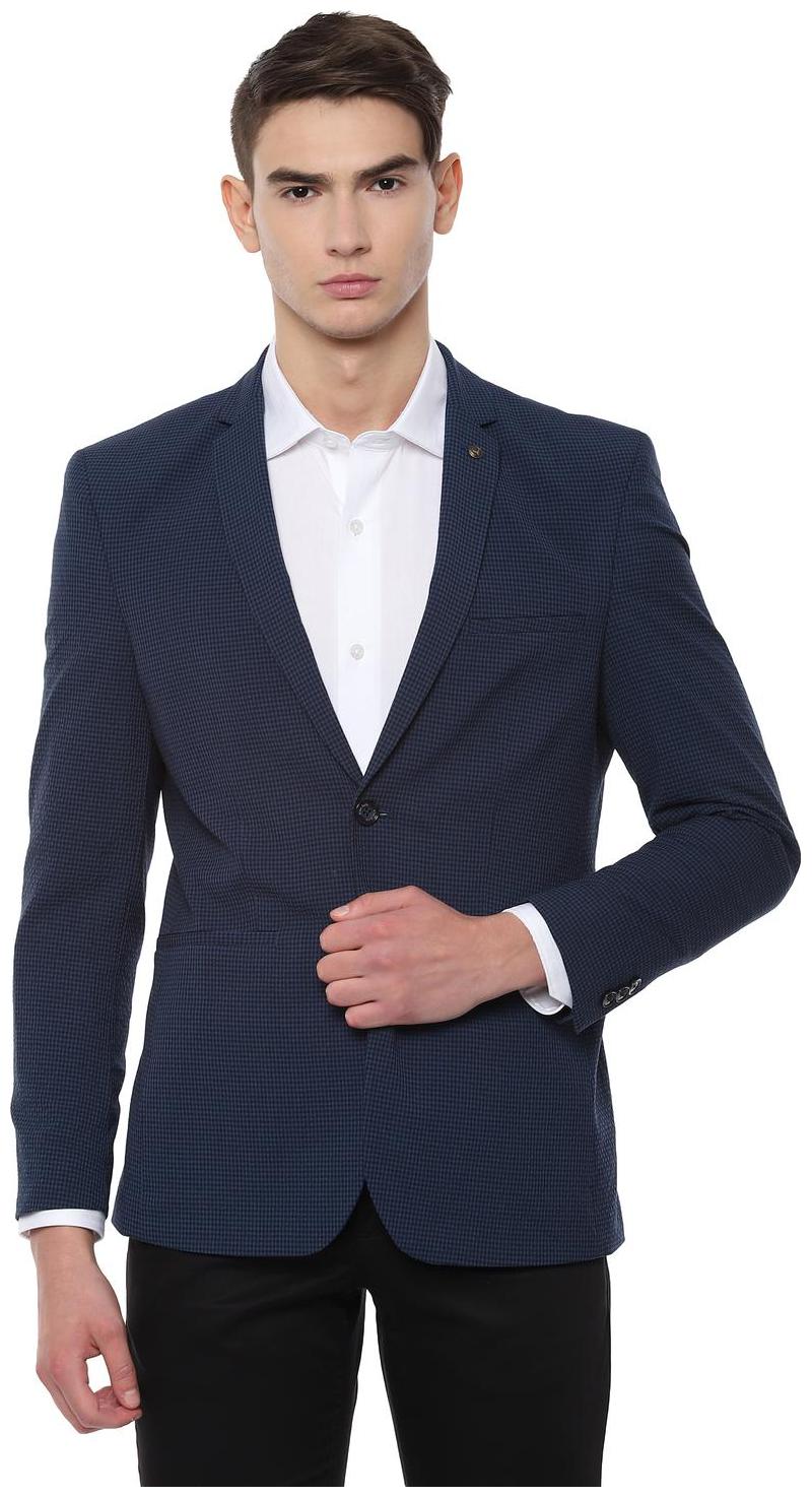 

Allen Solly Men Blue Checked Slim fit Single Breasted Blazer