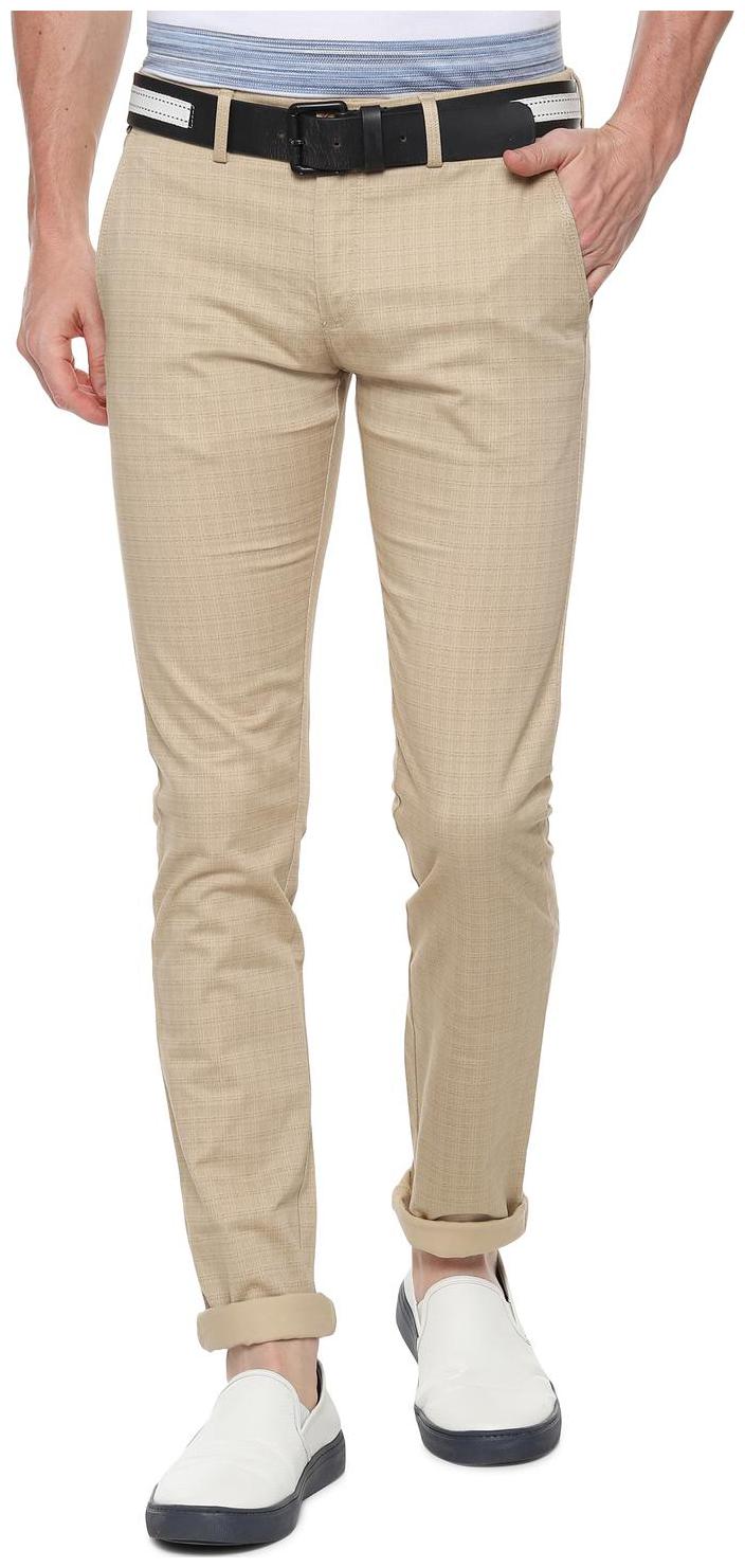 

Allen Solly Men Beige Checked Slim fit Regular trousers