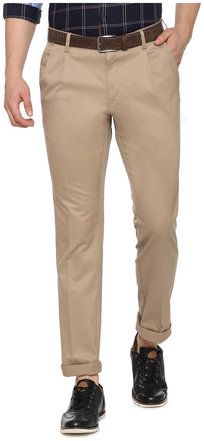 

Allen Solly Men Beige Solid Regular fit Regular trousers