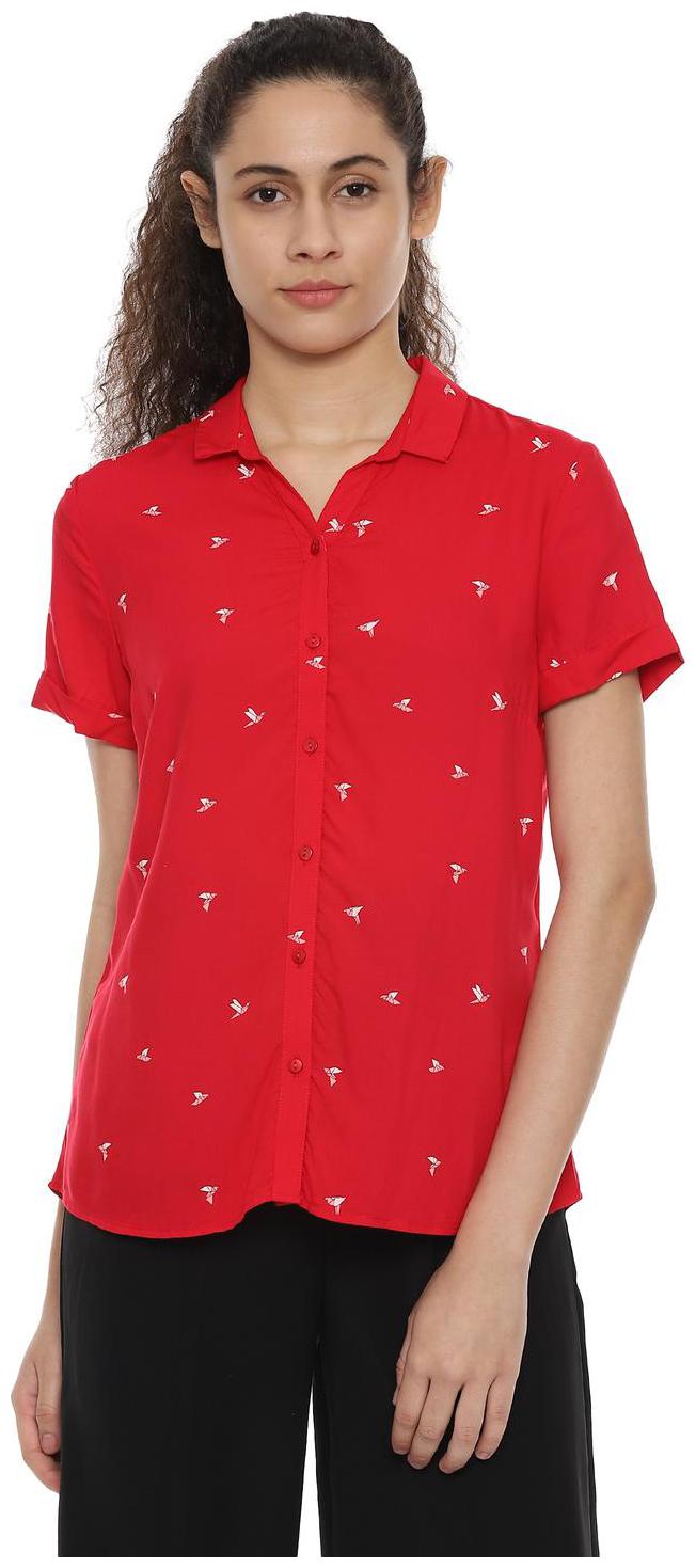 

Allen Solly Women Red Printed Regular Fit Shirt