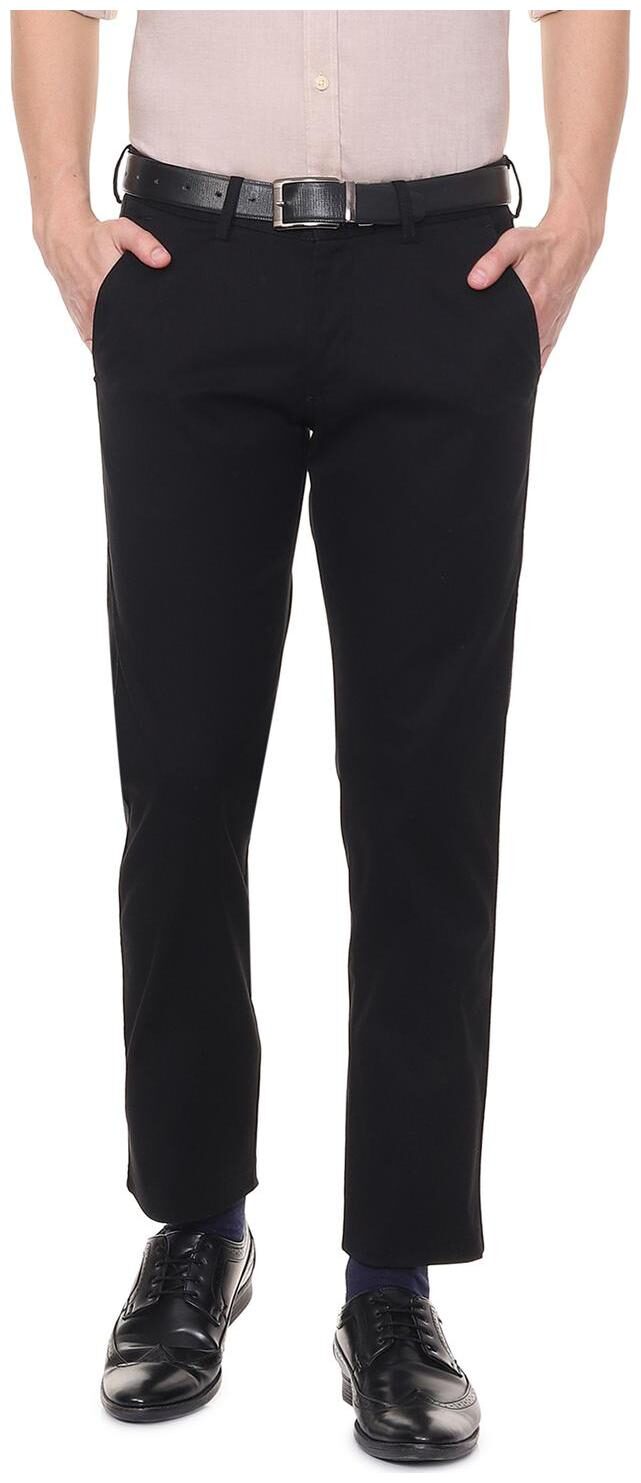 

Allen Solly Men Solid Slim Fit Formal Trouser - Black