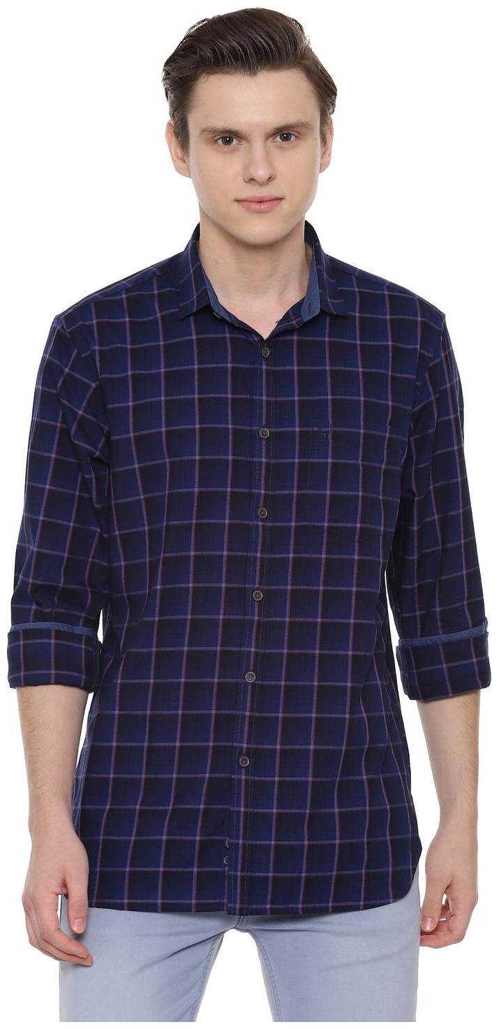 

Allen Solly Men Blue Checked Slim Fit Casual Shirt
