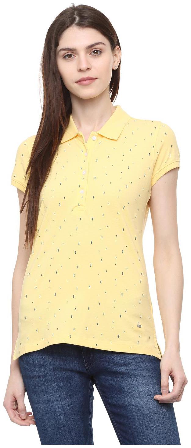 

Allen Solly Women Yellow Regular fit Polo neck Cotton T shirt