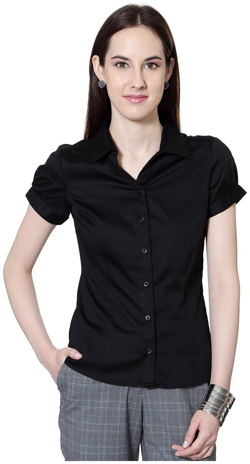 

Allen Solly Women Black Solid Regular Fit Shirt