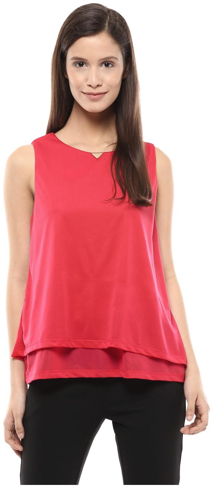 

Allen Solly Women Solid A-line top - Pink