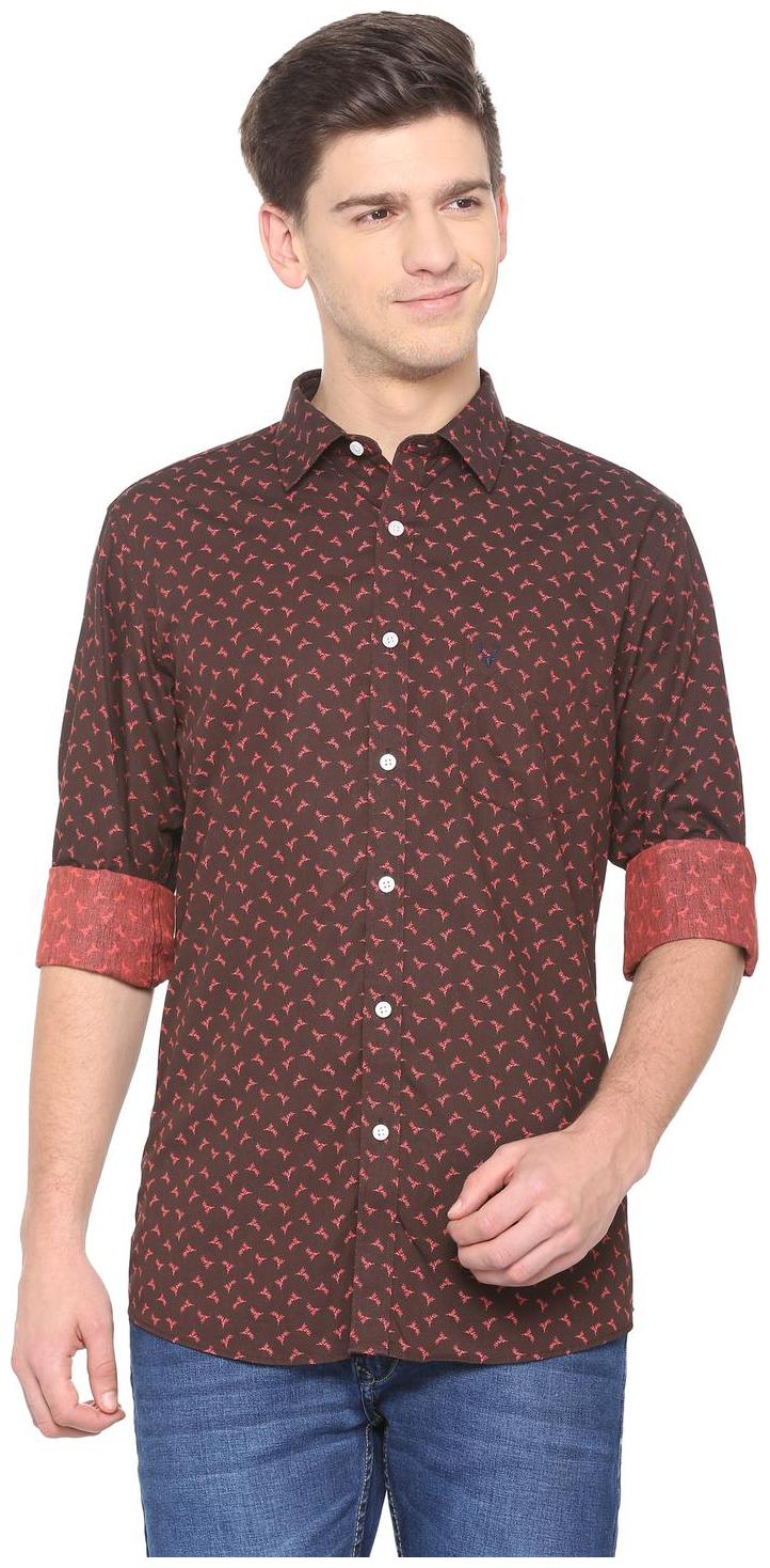 

Allen Solly Men Brown Weaved Slim Fit Casual Shirt