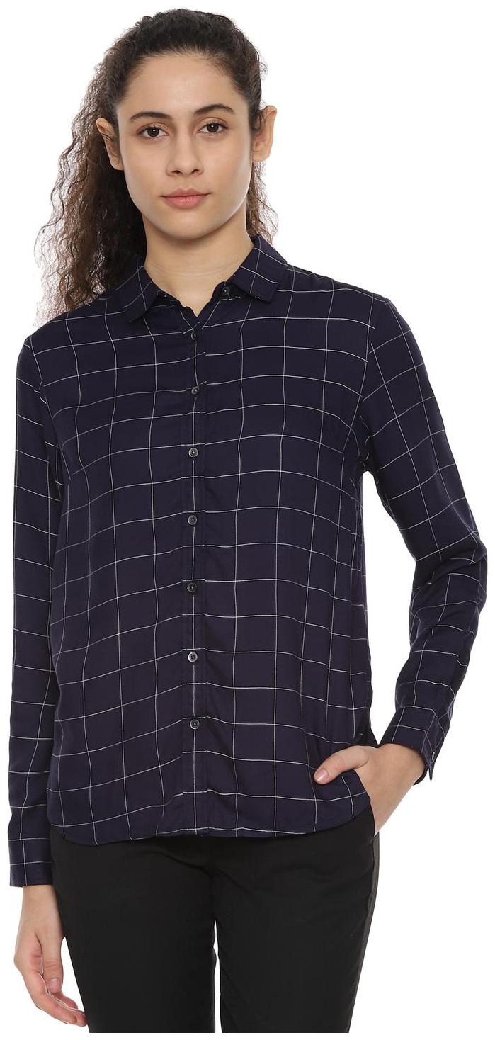 

Allen Solly Women Blue Checked Regular Fit Shirt