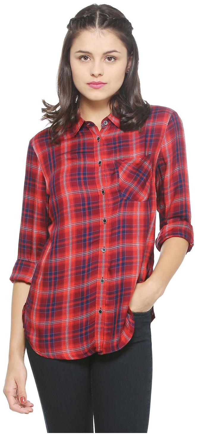 

Allen Solly Women Red Checked Slim Fit Shirt