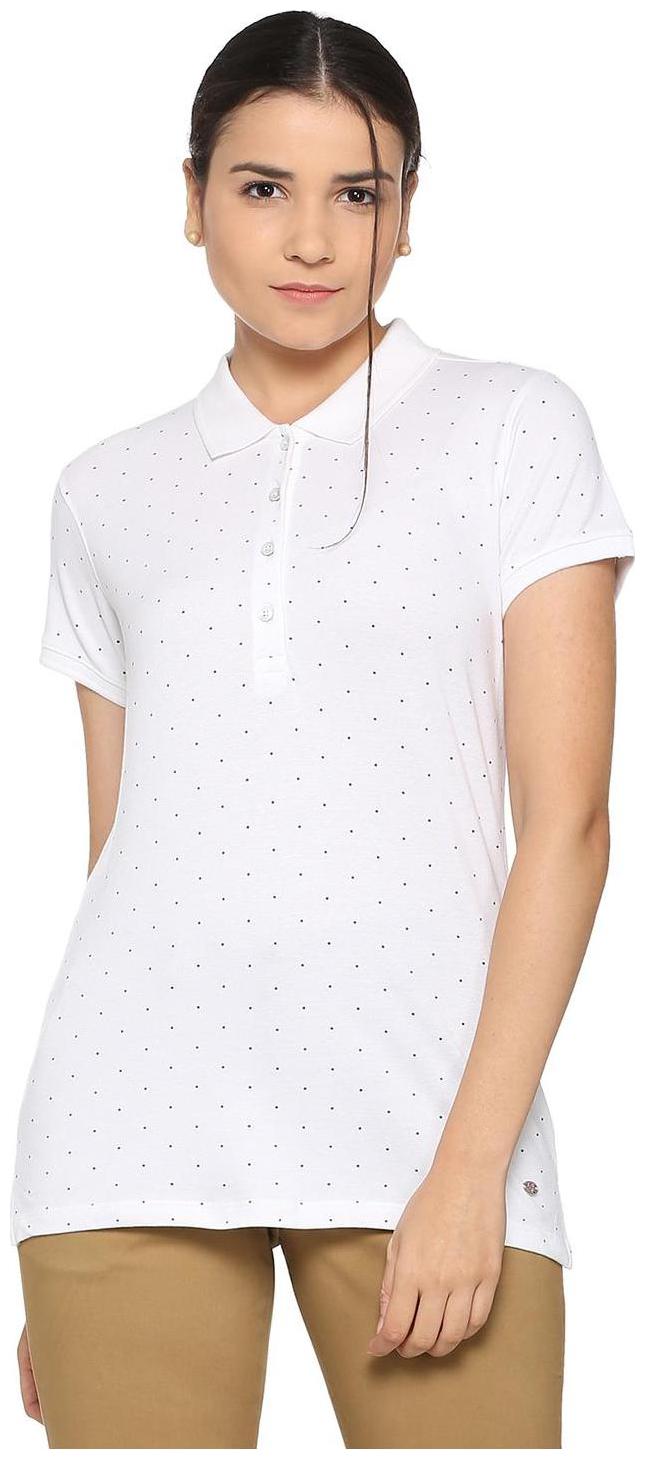 

Allen Solly Women White Regular fit Polo neck Cotton T shirt