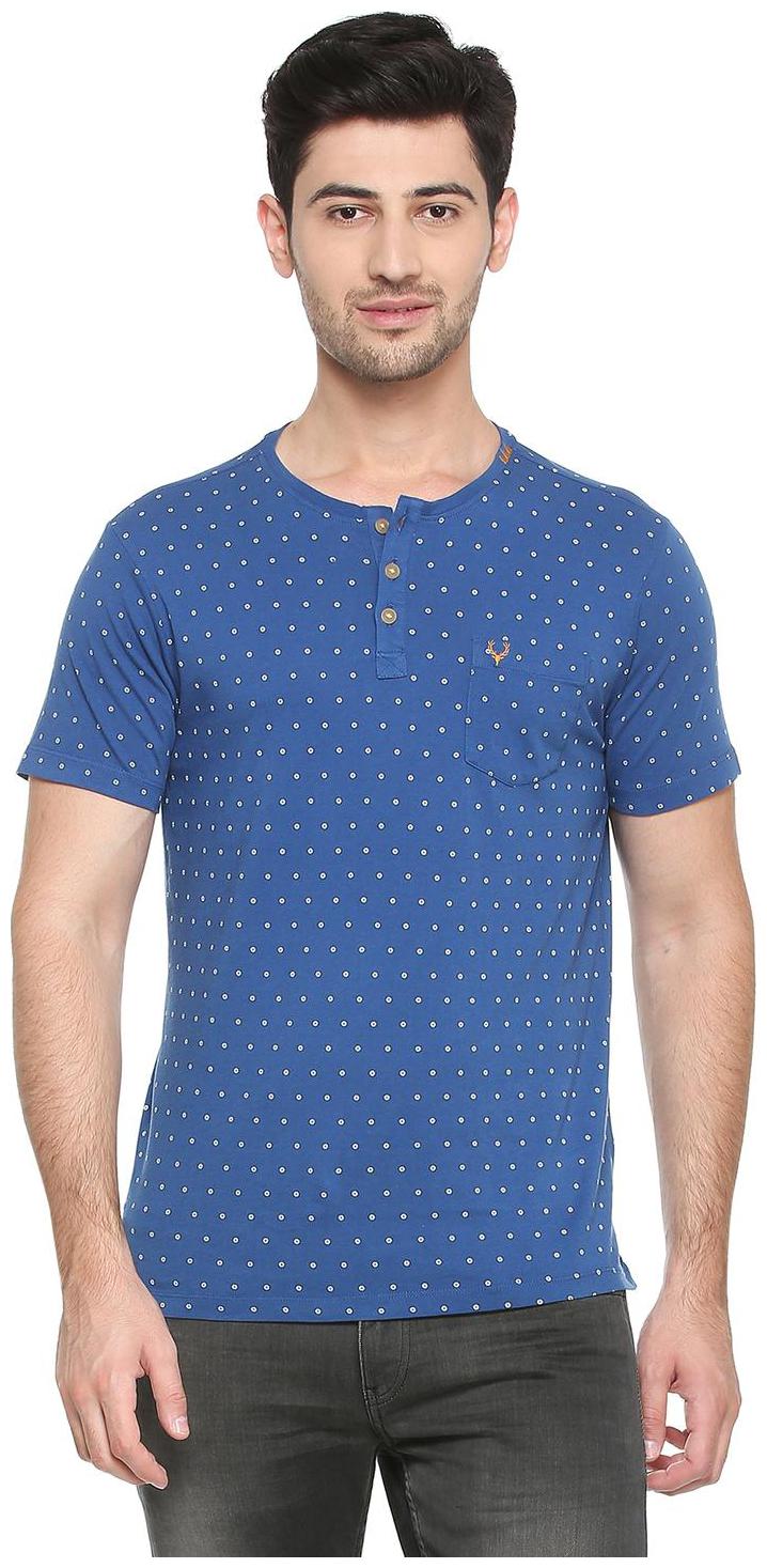 

Allen Solly Men Blue Slim fit Cotton Henley neck T-Shirt - Pack Of 1