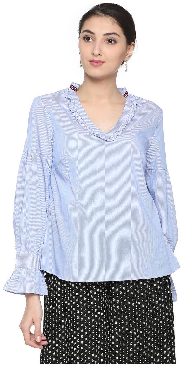 

Allen Solly Women Striped A-line top - Blue
