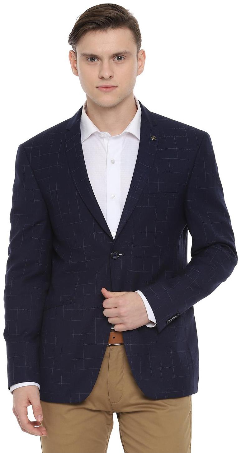 

Allen Solly Men Blue Textured Slim fit Single Breasted Blazer
