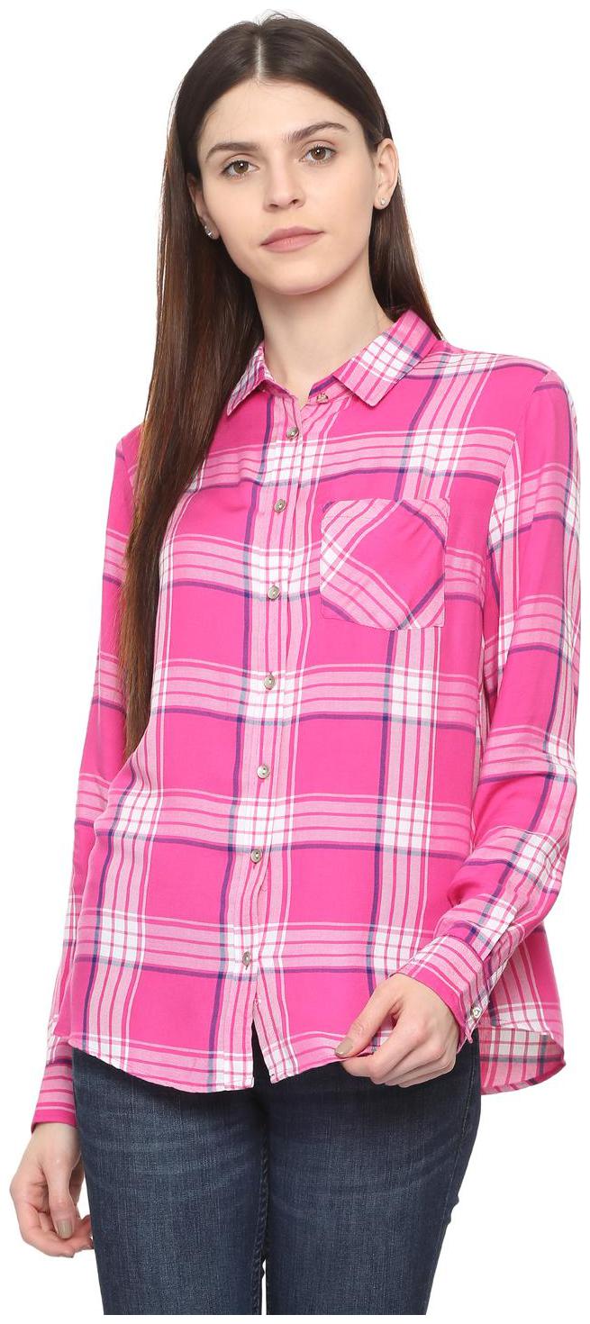 

Allen Solly Women Pink Checked Regular Fit Shirt