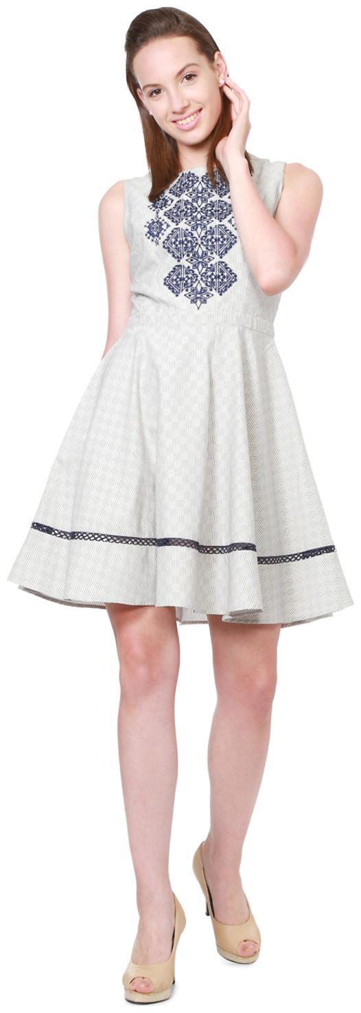 

Allen Solly White Embroidered A-line dress