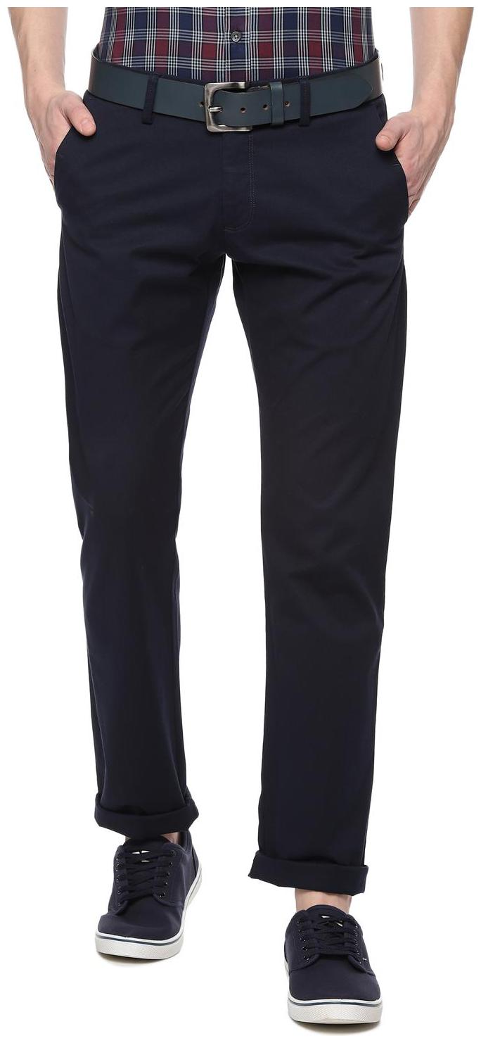 

Allen Solly Men Blue Textured Slim fit Regular trousers