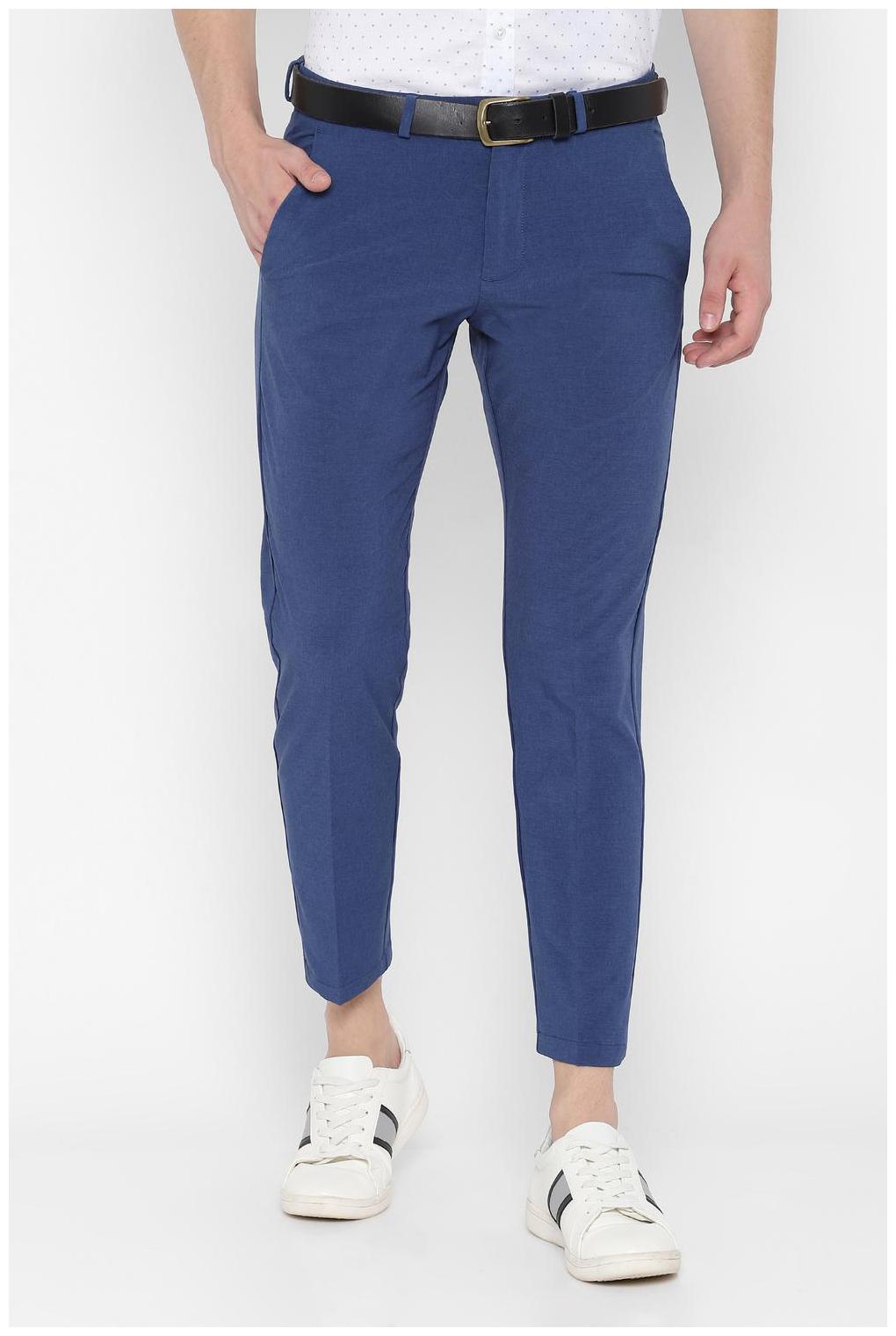 

Allen Solly Men Blue Textured Slim fit Regular trousers