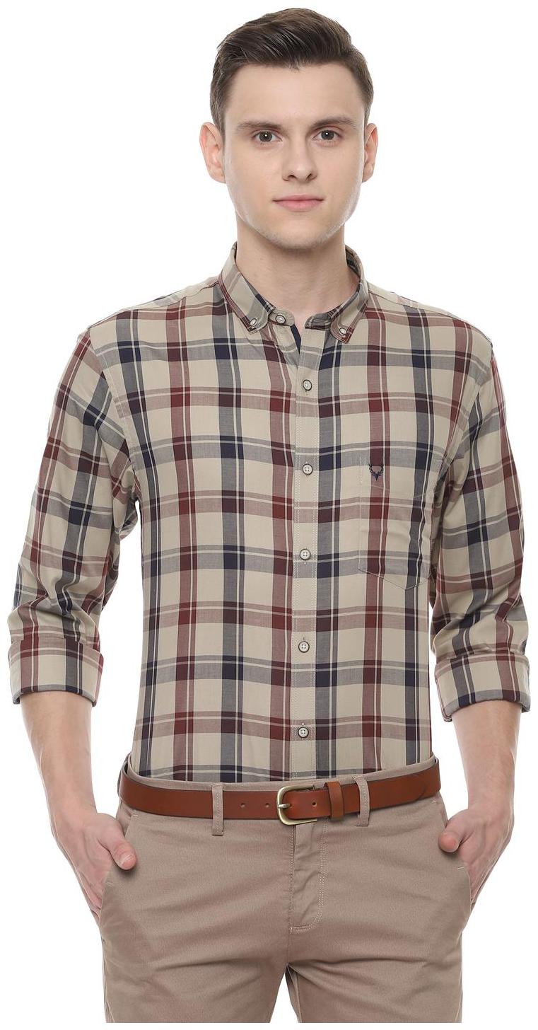

Allen Solly Men Beige Checked Slim Fit Casual Shirt