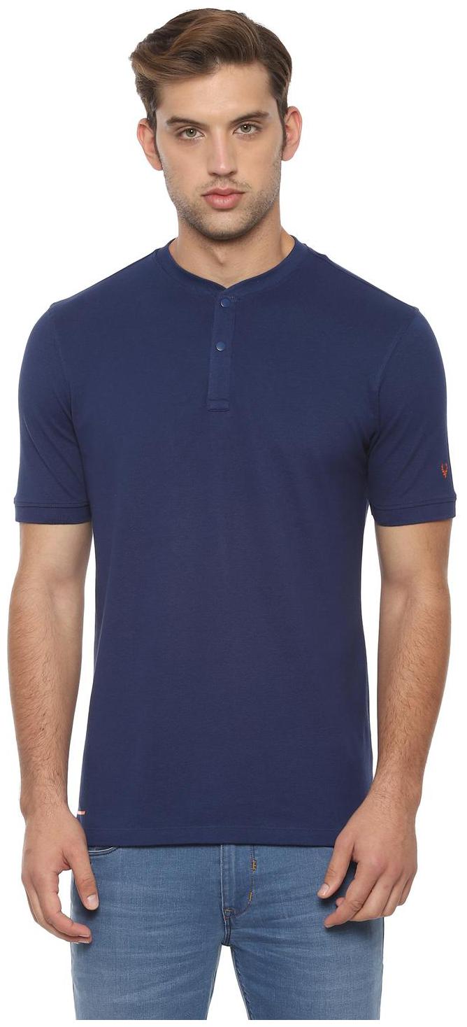 

Allen Solly Men Navy blue Regular fit Cotton Henley neck T-Shirt - Pack Of 1