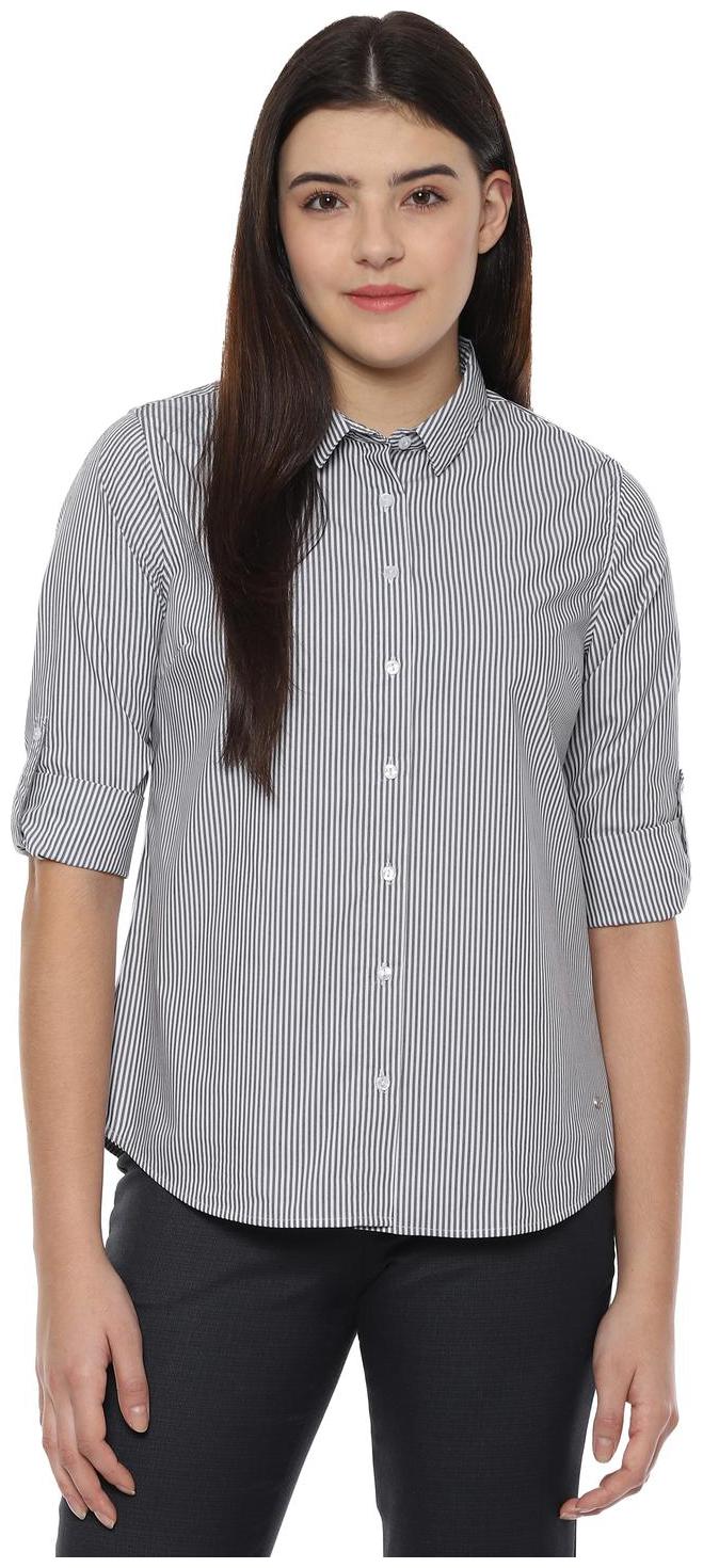 

Allen Solly Women White Striped Regular Fit Shirt