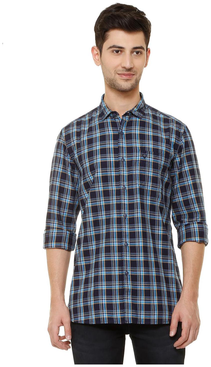 

Allen Solly Men Blue Checked Regular Fit Casual Shirt